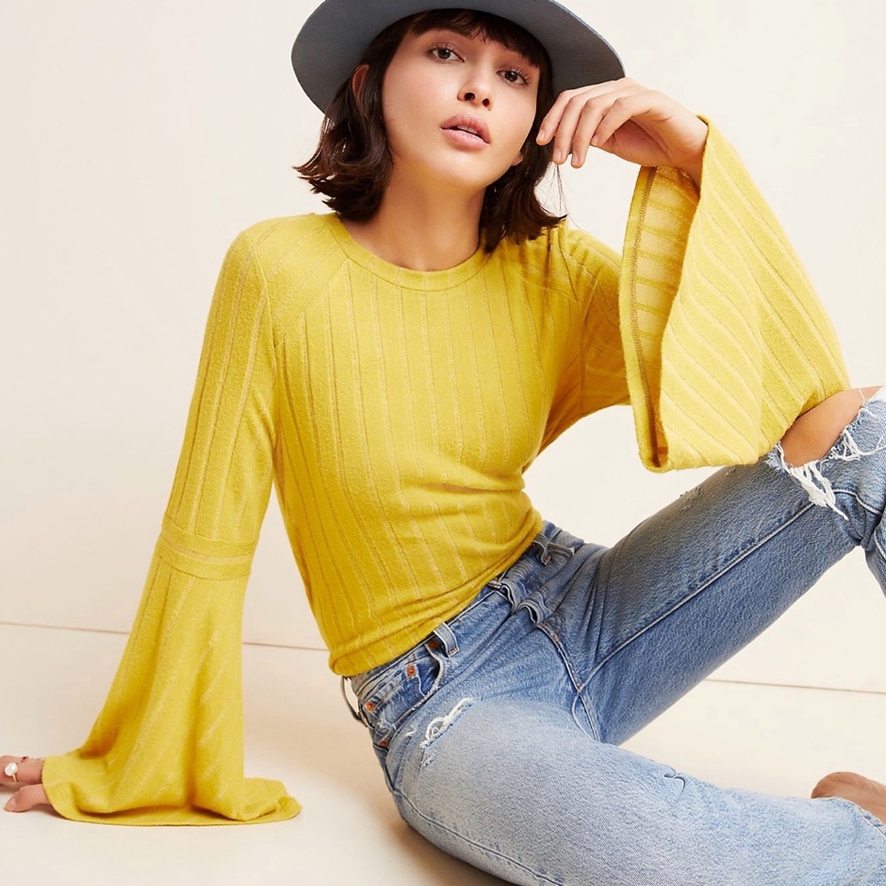 NWT Anthropologie Gold Lois Bell Sleeve Pullover - Picture 2 of 6